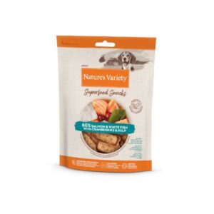 NATURE'S VARIETY DOG SUPERFOOD SALMÓN Y PESCADO BLANCO 85g (8 uds./caja) - PVO3.65