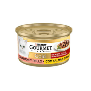 GOURMET GOLD BOCADITOS EN SALSA SALMÓN Y POLLO 85g (24ud./caja)
