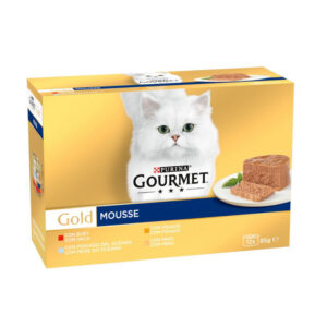 GOURMET GOLD MOUSSE PACK BUEY, PESCADO OCÉANO, PAVO E HÍGADO 12x85g (8ud./caja)