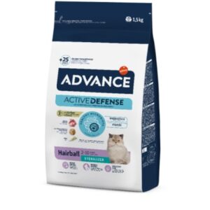 ADVANCE CAT STERILIZED HAIRBALL PAVO 1.5Kg/3Kg/10Kg