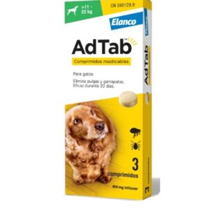 ELANCO ADTAB COMPRIMIDO ANTIPARASITARIO PERROS DE 11Kg-22Kg 450mg (3 comprimidos)