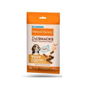 NATURE'S VARIETY DOG DELISNACK PUPPY POLLO Y CERDO 50g (12 uds./caja)-PVO1.80