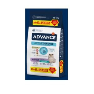 ADVANCE CAT STERILIZED HAIRBALL PAVO 10+2Kg gratuitos