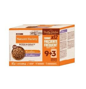 NATURE’S VARIETY CAT BOCADITOS EN SALSA MULTIPACK AVES 6 POLLO-6 PAVO (4uds./caja)