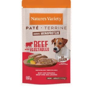 NATURE'S VARIETY DOG NO GRAIN PATÉ MINI BUEY 150g (8 uds./caja)