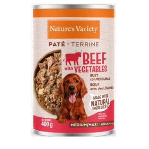 NATURE'S VARIETY DOG PATÉ LATA MEDIUM/MAXI ADULT BUEY 400g (12 uds./caja)