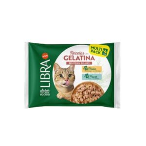 LIBRA CAT BOCADITOS EN GELATINA FLOW PACK 2 CON POLLO Y 2 CON PAVO 85g (15 uds./caja)