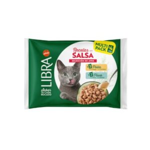 LIBRA CAT BOCADITOS EN SALSA FLOW PACK 2 CON POLLO Y 2 CON PAVO 85g (15 uds./caja)