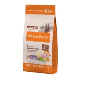 NATURE'S VARIETY DOG NO GRAIN MEDIUM/MAXI ADULT PAVO 3Kg/10+2Kg gratuitos