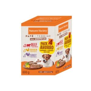 NATURE'S VARIETY DOG NO GRAIN PATÉ MINI MULTIPACK 4x150g (4 uds./cajas) PVO6.45